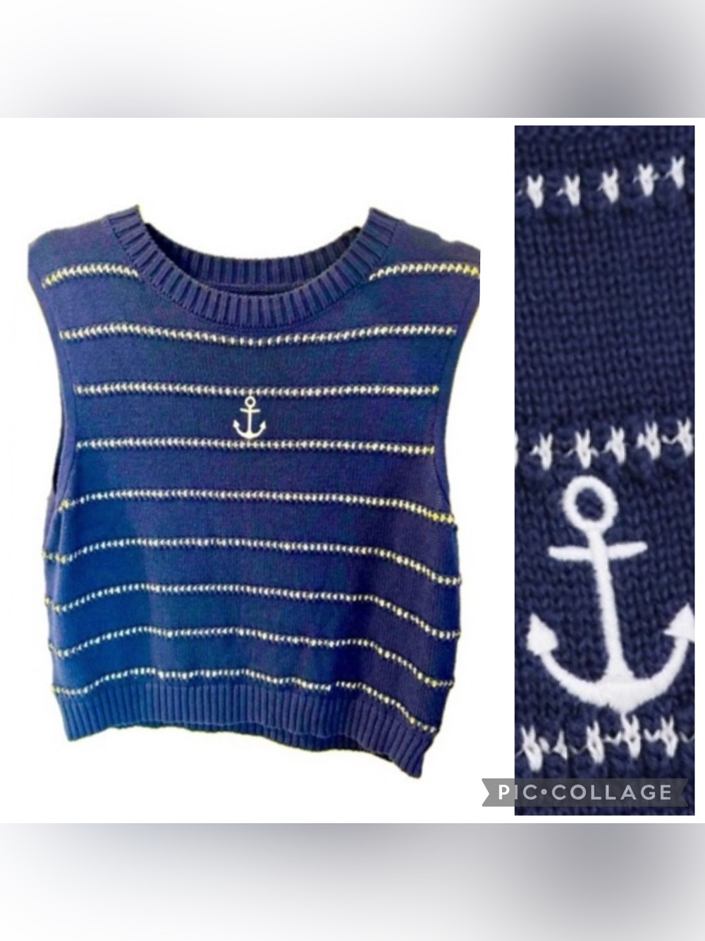 ASOS Navy Striped Sleeveless Nautical Top with Anchor